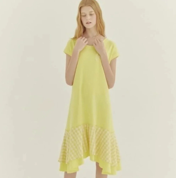 Sweet one eighty love jersey dress yellow size large from korea - Picture 1 of 10